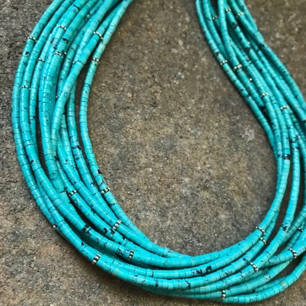 Sterlingsilver Multi Strand Turquoise Beadnecklace - image 8